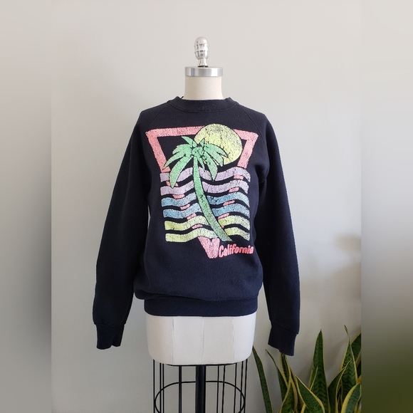 VINTAGE California pullover sweatshirt with neon graphic - Picture 1 of 8